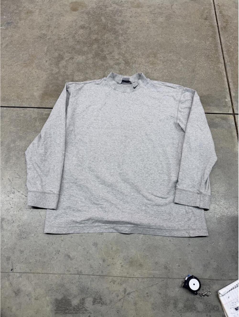 vintage nike grey and black small swoosh mock neck shirt size large